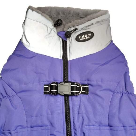 XXL Dog Purple Coat With Fleece Lining Zipper Closure and Snap Pockets - Picture 3 of 6